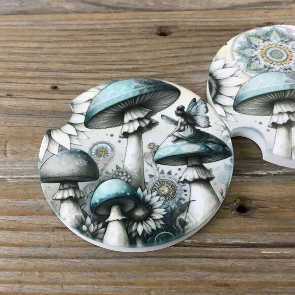 Magical Mushroom Forest Set of 2 Car Coasters - Picture 3 of 6